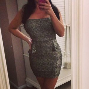 Strapless Black and Gold mini dress